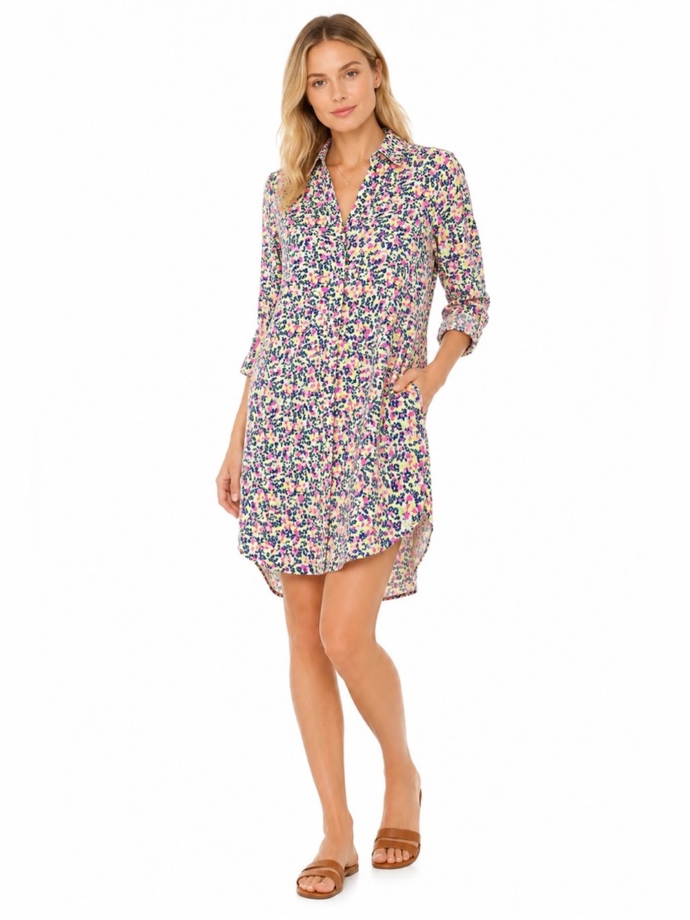 Frank & Eileen Hunter 100% Linen Floral Shirtdress Neon Pink
Blue Italy